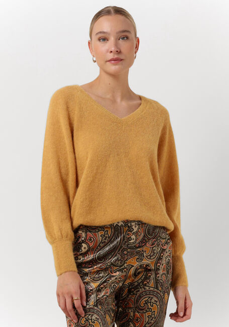 SUMMUM Pull V-NECK SWEATER FEATHER LIGHT ALPACA KNIT Ocre - large