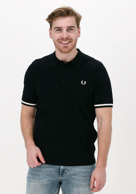 FRED PERRY Polo TIPPING TEXTURE KNITTED SHIRT en noir - large